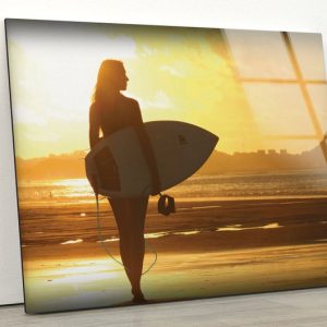 Tempered Glass Wall Decor Glass Printing Wall Hangings Surfing Surf