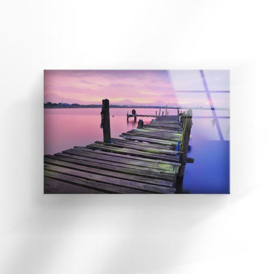 Tempered Glass Wall Decor Glass Printing Wall Hangings View Sunset At The Dock 1