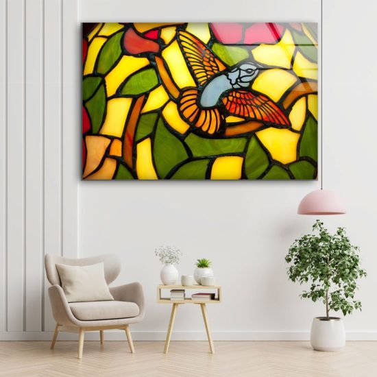 Tempered Stained Glass Wall Art Natural Wall Bird Stained Window Wall Art 1
