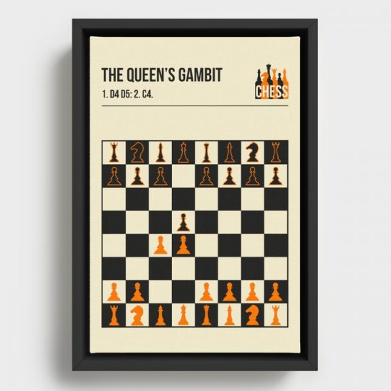 The Queens Gambit Chess Vintage Minimal Retro Book Cover Poster Canvas Print Wall Art Decor 1