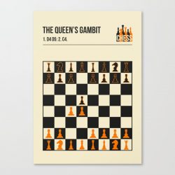 The Queens Gambit Chess Vintage Minimal Retro Book Cover Poster Canvas Print - Wall Art Decor