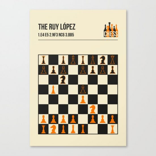The Ruy Lopez Vintage Book Cover Chess Opening Poster Canvas Print - Wall Art Decor