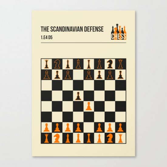The Scandinavian Defense Chess Opening Book Cover Poster Canvas Print - Wall Art Decor
