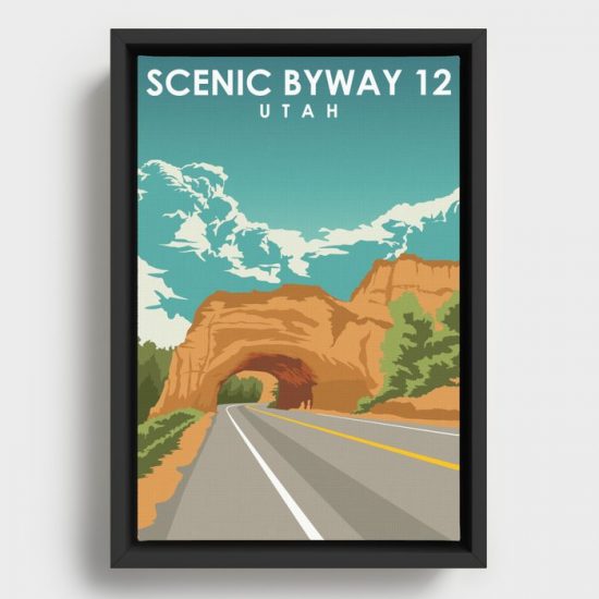 Utah Scenic Byway 12 road trip travel poster Canvas Print Wall Art Decor 1