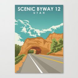 Utah Scenic Byway 12 road trip travel poster Canvas Print - Wall Art Decor