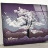 Uv Painted Glass Wall Art Natural And Vivid Black Tree In Cloud Wall Art