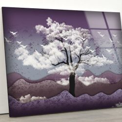 Uv Painted Glass Wall Art Natural And Vivid Black Tree In Cloud Wall Art