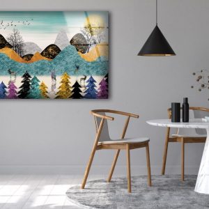 Uv Painted Glass Wall Art Nature And Abstract Wall Decor Abstract Mountain Wall Art 1