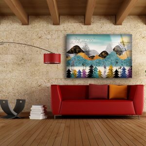 Uv Painted Glass Wall Art Nature And Abstract Wall Decor Abstract Mountain Wall Art 2