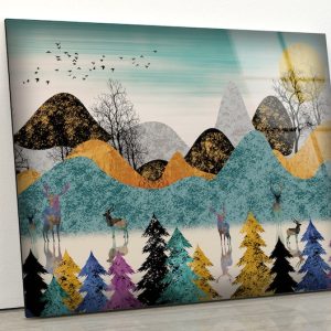 Uv Painted Glass Wall Art Nature And Abstract Wall Decor Abstract Mountain Wall Art