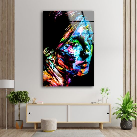 Uv Painted Glass Wall Art Tempered Glass Wall Art Abstract Portrait Of Woman Woman Art 1