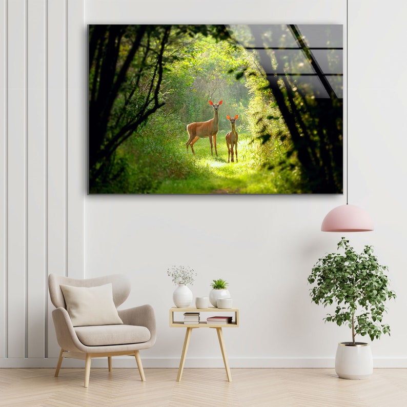 Uv Painted Tempered Glass Wall Art Deer Wall Art Gazelle Wall Art ...