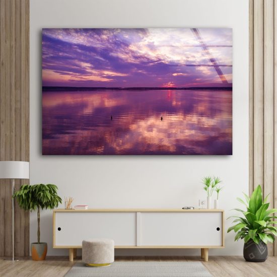 Uv Painted Tempered Glass Wall Art Pink Sunset View Wall Art Clouds Wall Art Sky View 1