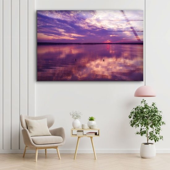 Uv Painted Tempered Glass Wall Art Pink Sunset View Wall Art Clouds Wall Art Sky View 2