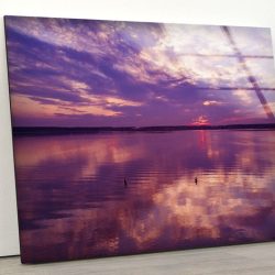 Uv Painted Tempered Glass Wall Art Pink Sunset View Wall Art Clouds Wall Art Sky View