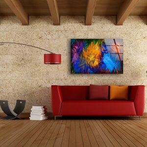 Uv Printing Natural And Vivid Wall Glass Wall Art Modern Abstract Art Colorful Leaf 2