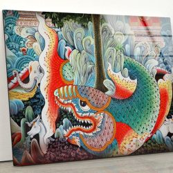 Uv Printing Natural And Vivid Wall Japanese Dragon Wall Art Chinese Glass Wall Art