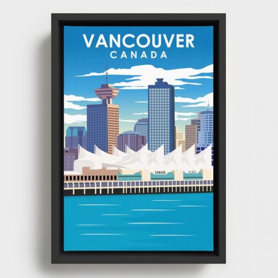 Vancouver Canada Vintage Minimal Travel Poster Canvas Print Wall Art Decor 1