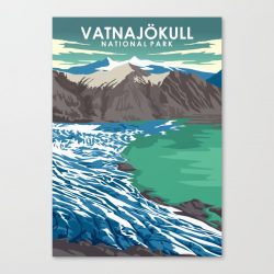 Vatnajokull National Park Iceland Travel Poster Canvas Print - Wall Art Decor