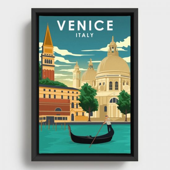 Venice Italy Minimal Vintage travel poster Canvas Print Wall Art Decor 1