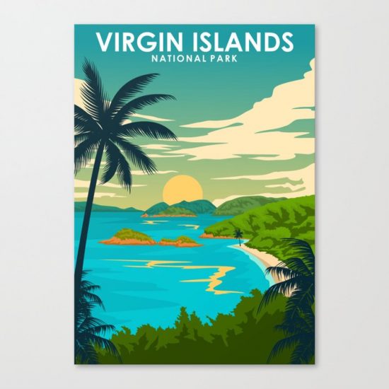 Virgin Islands National Park Vintage Travel Poster Canvas Print - Wall Art Decor