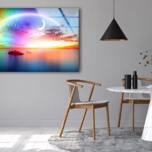 Wall Art Abstract Wall Art Tempered Glass Wall Art Rainbow Over The Sea 2