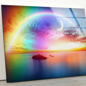 Wall Art Abstract Wall Art Tempered Glass Wall Art Rainbow Over The Sea