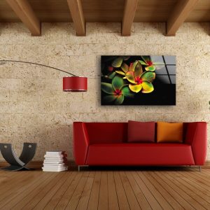 Wall Art Glass Wall Art Uv Printed Home Hanging Modern Wall Decor Vivid Color Flower Abstract Art 2