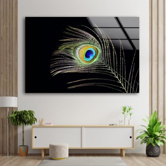 Wall Art Peacock Wall Art Peacock Feather Wall Art Glass Print 1