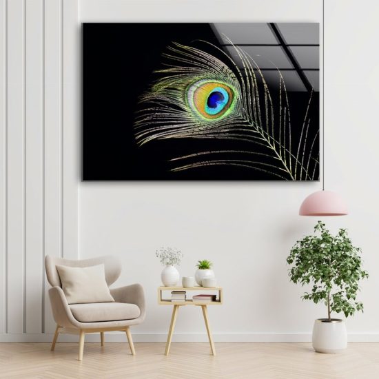 Wall Art Peacock Wall Art Peacock Feather Wall Art Glass Print 2