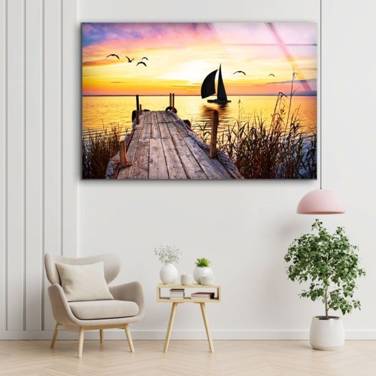 Wall Decor Tempered Glass Wall Art Sunset View Wall Art Sea View Wall Art Dock Wall Art 1