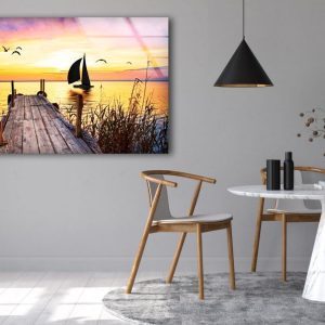 Wall Decor Tempered Glass Wall Art Sunset View Wall Art Sea View Wall Art Dock Wall Art 2