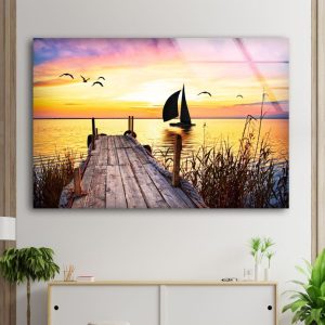 Wall Decor Tempered Glass Wall Art Sunset View Wall Art Sea View Wall Art Dock Wall Art