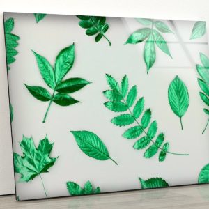 Wall Hanging Floral Wall Art Green Leaves Wall Art Leaf Wall Art Glass Print