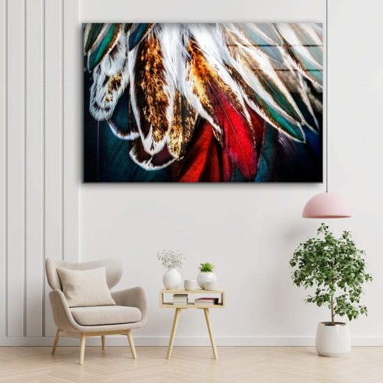 Wall Hangings Abstract Wall Art Feather Wall Art Glass Print 2