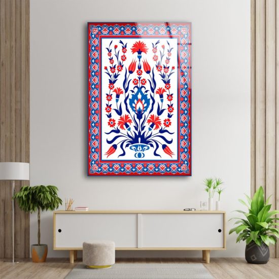 Wall Hangings Abstract Wall Art Ottoman Tulip Wall Art Glass Print 1