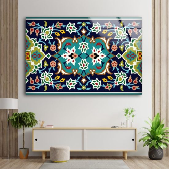 Wall Hangings Flower Wall Art Arabic Motif Wall Art Glass Print 2