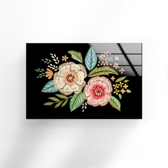 Wall Hangings Flower Wall Art Rose Daisy Wall Art Glass Print 2