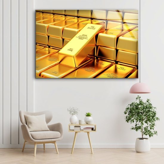 Wall Hangings Gold Ingot Wall Art Bitcoin Wall Art Glass Print 2