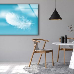 White Feather Wall Art Clouds Wall Art Glass Print 1