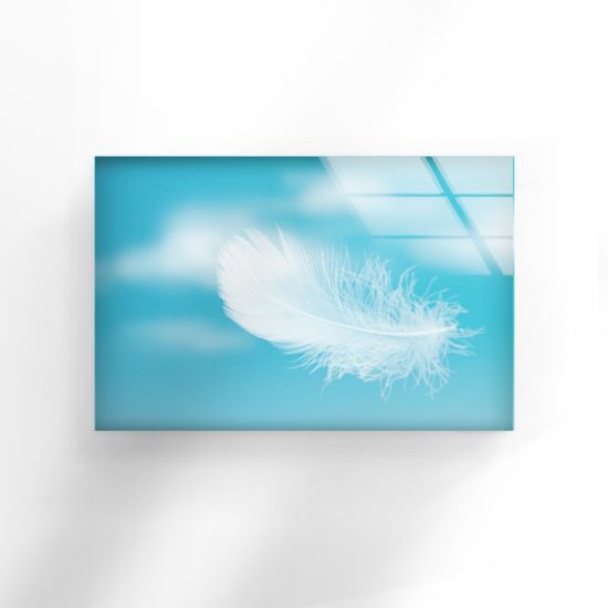 White Feather Wall Art Clouds Wall Art Glass Print 2