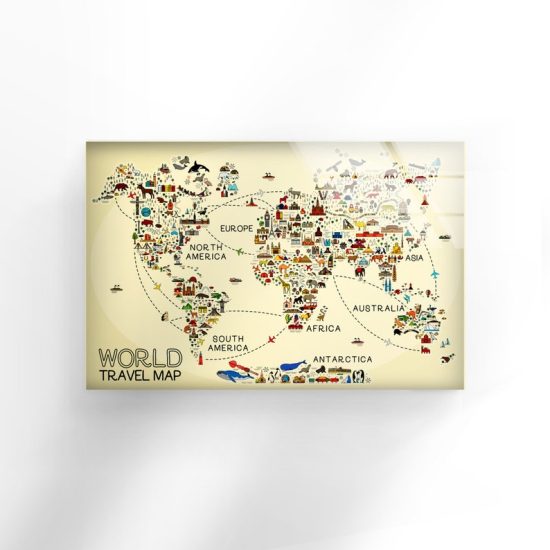 World Map Wall Art Travel Map Wall Art Map Glass Print 2 1