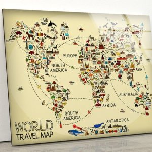 World Map Wall Art Travel Map Wall Art Map Glass Print