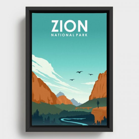 Zion National Park Travel Poster Canvas Print Wall Art Decor 1