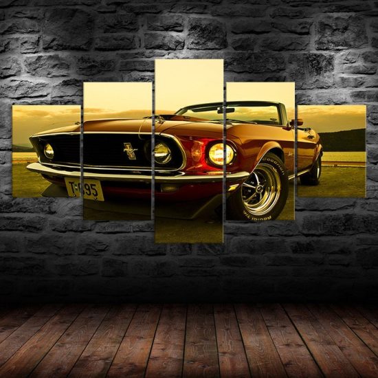 1969 Ford Mustang Car Canvas 5 Piece Five Panel Print Modern Wall Art Poster Wall Art Decor 1 1