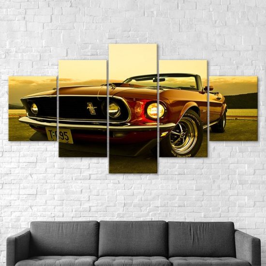 1969 Ford Mustang Car Canvas 5 Piece Five Panel Print Modern Wall Art Poster Wall Art Decor 2 1