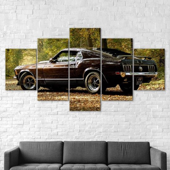 1969 Ford Mustang Car Canvas 5 Piece Five Panel Print Modern Wall Art Poster Wall Art Decor 2