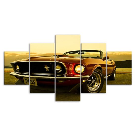 1969 Ford Mustang Car Canvas 5 Piece Five Panel Print Modern Wall Art Poster Wall Art Decor 3 1