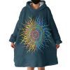 2-Tone Sun Mandala Orange & Blue Hoodie Wearable Blanket WB0271