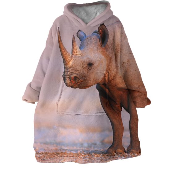 3D Rhino Hoodie Wearable Blanket WB1797 1
